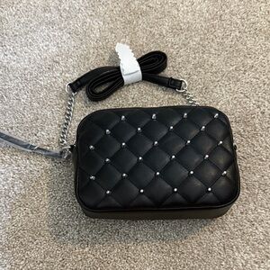 Rebecca Minkoff Black Quilted Crossbody with Silver Studs